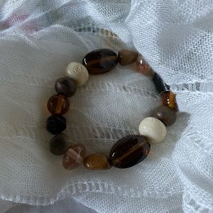 Chunky brown glass bead stretchy bracelet